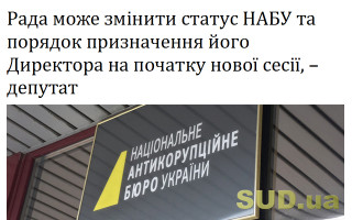 Рада може змінити статус НАБУ та порядок призначення його Директора на початку нової сесії, – депутат