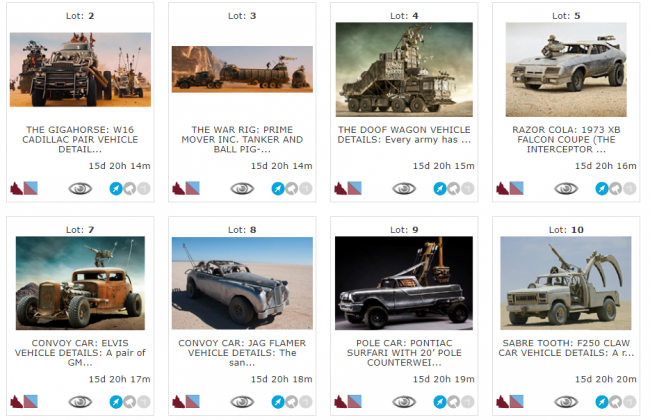 На аукционе продадут автомобили из фильма «Безумный Макс: Дорога ярости»