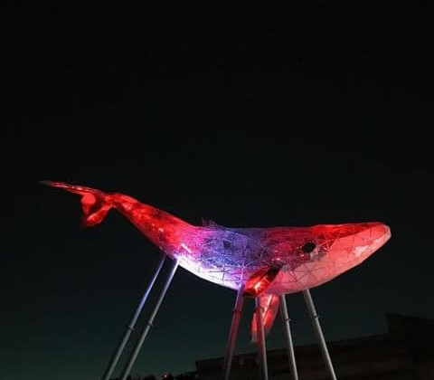 В Киеве появилась экоскульптура кита: реагирует на загрязнение воздуха