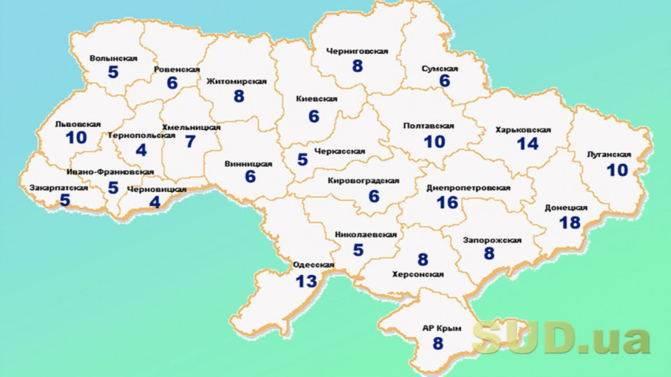 В Украине из 663 местных общих судов останется 213 окружных судов