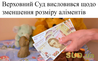 Верховний Суд висловився щодо зменшення розміру аліментів