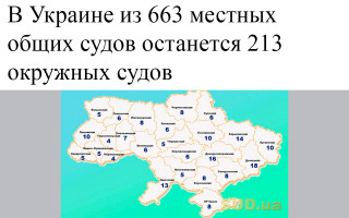 В Украине из 663 местных общих судов останется 213 окружных судов