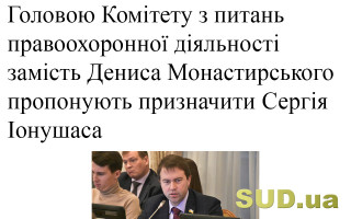 Головою Комітету з питань правоохоронної діяльності замість Дениса Монастирського пропонують призначити Сергія Іонушаса