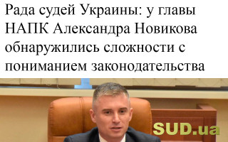 Рада судей Украины: у главы НАПК Александра Новикова обнаружились сложности с пониманием законодательства