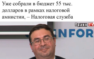 Уже собрали в бюджет 55 тыс. долларов в рамках налоговой амнистии, – Налоговая служба