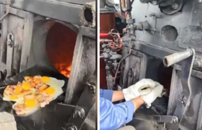 Жарят яйца и мясо на лопате: машинисты УЗ показали, как готовят еду, видео