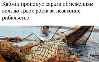Кабмін пропонує карати обмеженням волі до трьох років за незаконне рибальство