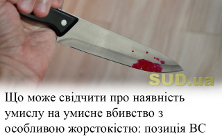 Що може свідчити про наявність умислу на умисне вбивство з особливою жорстокістю: позиція ВС