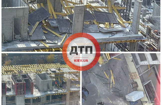 В Киеве на стройке едва не убило людей: балки летели во двор