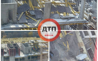 В Киеве на стройке едва не убило людей: балки летели во двор