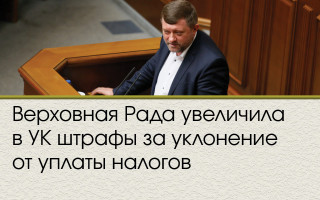 Верховная Рада увеличила в УК штрафы за уклонение от уплаты налогов
