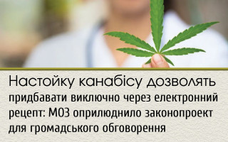 Настойку канабісу дозволять придбавати виключно через електронний рецепт: МОЗ оприлюднило законопроект для громадського обговорення