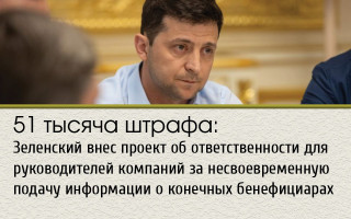 51 тысяча штрафа: Зеленский внес проект об ответственности для руководителей компаний за несвоевременную подачу информации о конечных бенефициарах