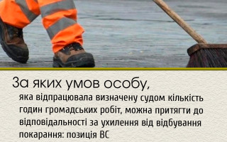 За яких умов особу, яка відпрацювала визначену судом кількість годин громадських робіт, можна притягти до відповідальності за ухилення від відбування покарання: позиція ВС