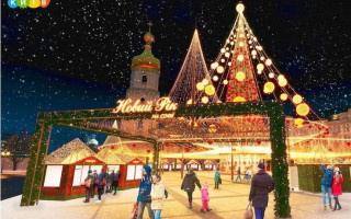 В Киеве начали устанавливать новогоднюю елку, видео