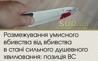 Розмежування умисного вбивства від вбивства в стані сильного душевного хвилювання: позиція ВС
