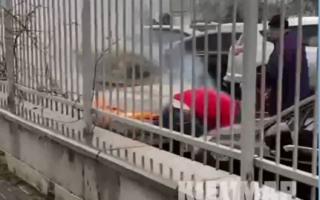 В Киеве на парковке у дома загорелся автомобиль, видео