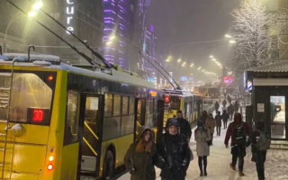 В Киеве из-за гололеда стали десятки троллейбусов, видео