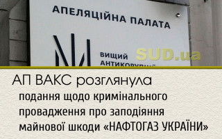 АП ВАКС розглянула подання щодо кримінального провадження про заподіяння майнової шкоди «НАФТОГАЗ УКРАЇНИ»