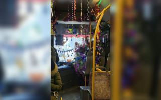 В Днепре в маршрутке установили новогоднюю елку