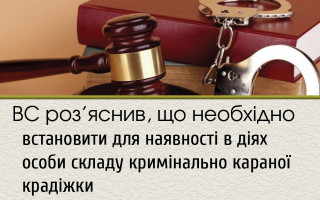 ВС роз’яснив, що необхідно встановити для наявності в діях особи складу кримінально караної крадіжки