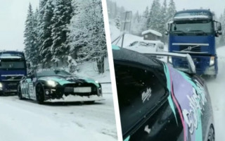 Nissan GT-R вытащил фуру Volvo FH из снежного плена: видео дня