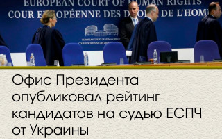 Офис Президента опубликовал рейтинг кандидатов на судью ЕСПЧ от Украины