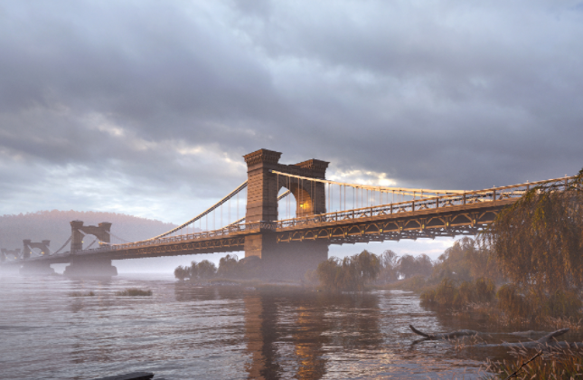 В Киеве создали 3D-реконструкцию разрушенного Николаевского моста через Днепр