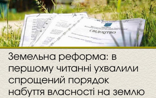 Земельна реформа: в першому читанні ухвалили спрощений порядок набуття власності на землю