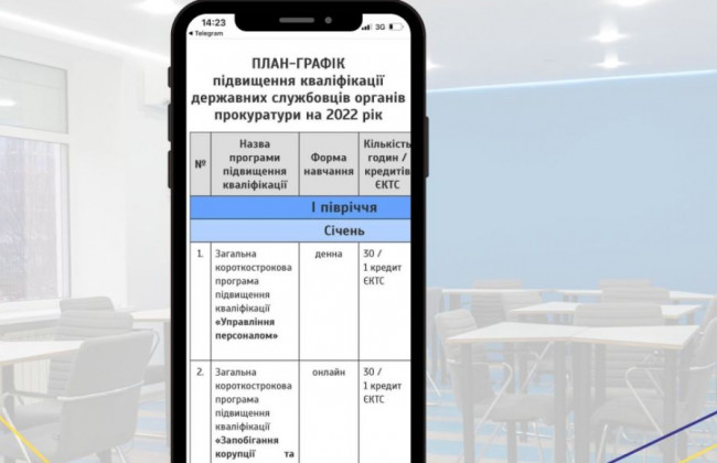 Підвищення кваліфікації держслужбовців органів прокуратури на 2022 рік: з’явився графік