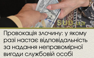 Провокація злочину: у якому разі настає відповідальність за надання неправомірної вигоди службовій особі