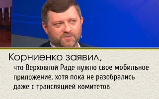 Корниенко заявил, что Верховной Раде нужно свое мобильное приложение, хотя пока не разобрались даже с трансляцией комитетов