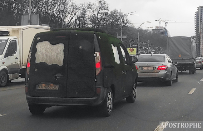 В Киеве заметили необычный автомобиль, покрытый мхом