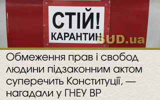 Обмеження прав і свобод людини підзаконним актом суперечить Конституції, - нагадали у ГНЕУ ВР