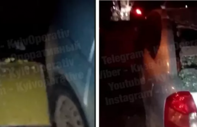 В Киеве обвалился балкон и повредил припаркованный автомобиль