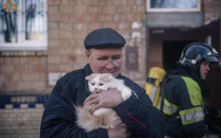Ракетный обстрел Киева: в ГСЧС опубликовали фото с места падения куска сбитой ракеты