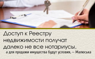 Доступ к Реестру недвижимости получат далеко не все нотариусы, а для продажи имущества будут условия, — Малюська
