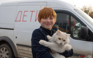 В Мариуполе маленький мальчик укрыл своим телом кота во время артобстрела, фото