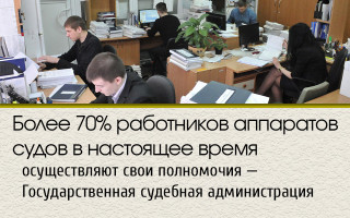 Более 70% работников аппаратов судов в настоящее время осуществляют свои полномочия — Государственная судебная администрация