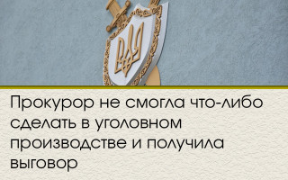 Прокурор не смогла что-либо сделать в уголовном производстве и получила выговор
