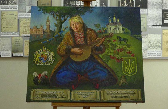 В Чернигове Бориса Джонсона посвятили в козаки