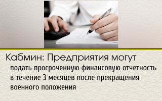 Кабмин: Предприятия могут подать просроченную финансовую отчетность в течение 3 месяцев после прекращения военного положения
