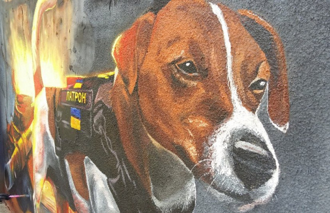 В Ужгороде появился мурал с псом Патроном, фото
