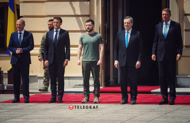 Зеленский в Киеве встретился с Макроном, Шольцем и Драги: фото