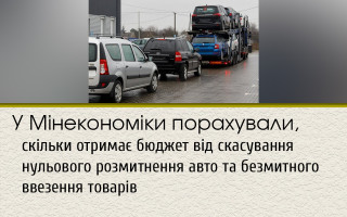 У Мінекономіки порахували, скільки отримає бюджет від скасування нульового розмитнення авто та безмитного ввезення товарів