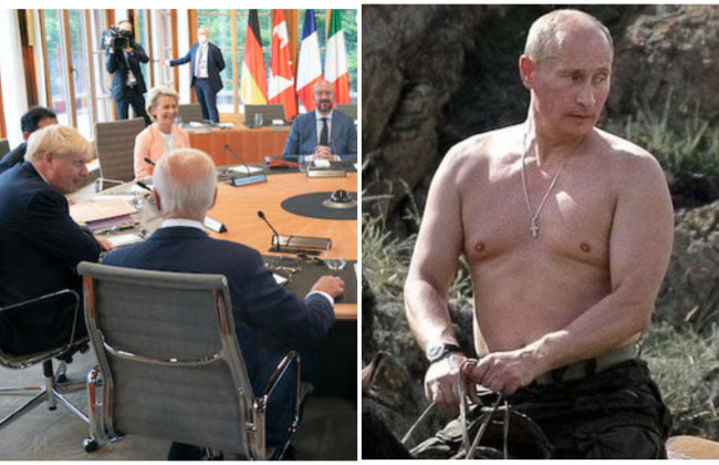 Лидеры G7 высмеяли Путина за фото с оголенным торсом на коне: видео