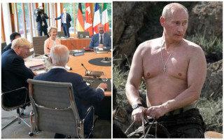 Лидеры G7 высмеяли Путина за фото с оголенным торсом на коне: видео