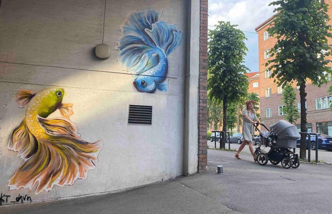 Український художник у Норвегії створив патріотичний мурал: фото і відео