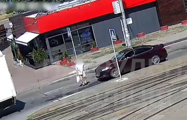 В Киеве на пешеходном переходе сбили пенсионера, видео