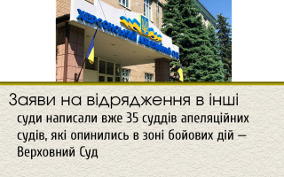 Заяви на відрядження в інші суди написали вже 35 суддів апеляційних судів, які опинились в зоні бойових дій — Верховний Суд